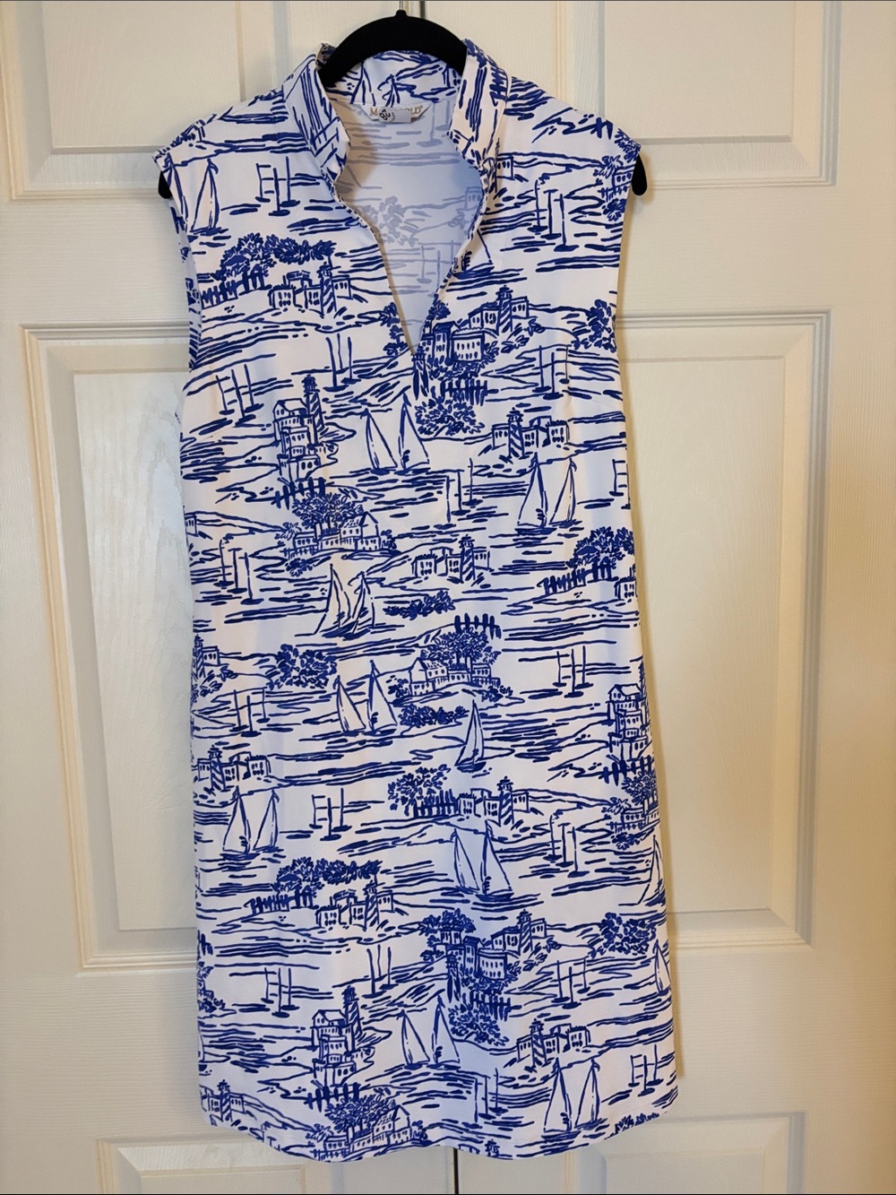MAHI GOLD White & Blue Nautical Sailboat Dress